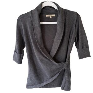 RW&CO. Gray Cardigan with Wrap Design and Shawl Collar